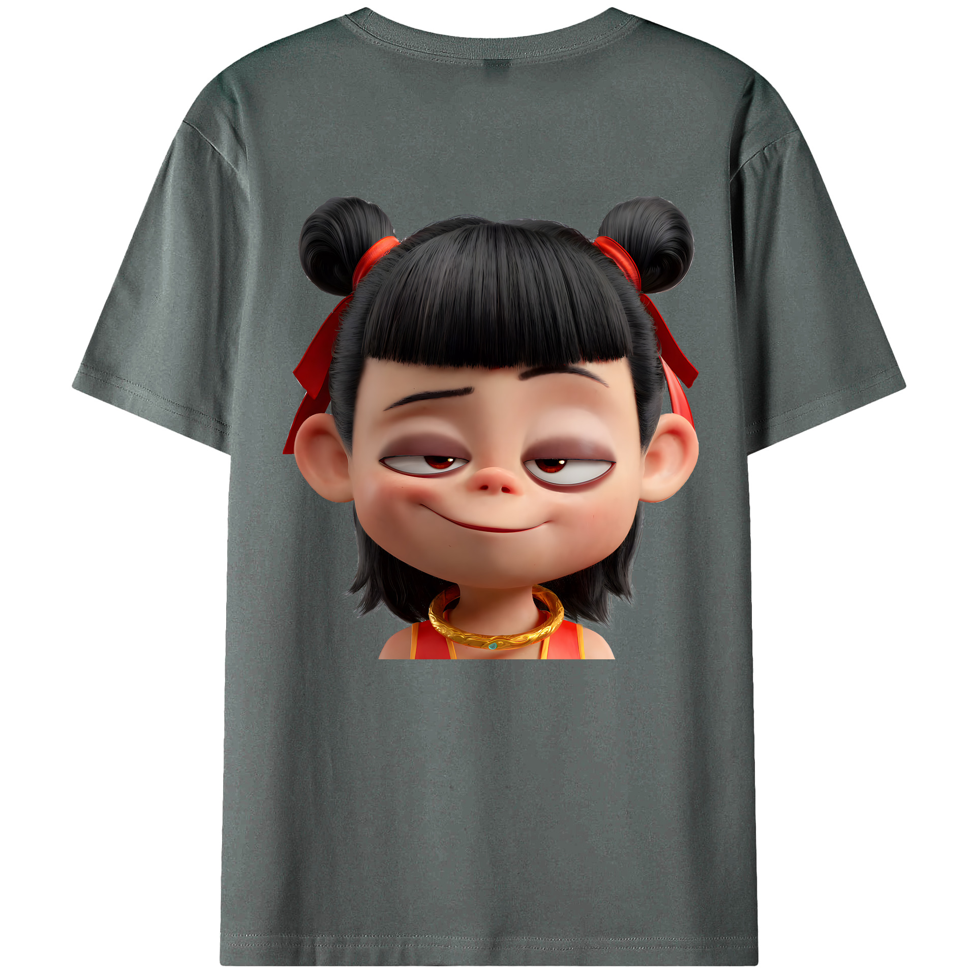 （画像用） Ne Zha 2 ナタ 魔童の大暴れ 綿100％ メンズ半袖Tシャツ（バックプリント） 通気性